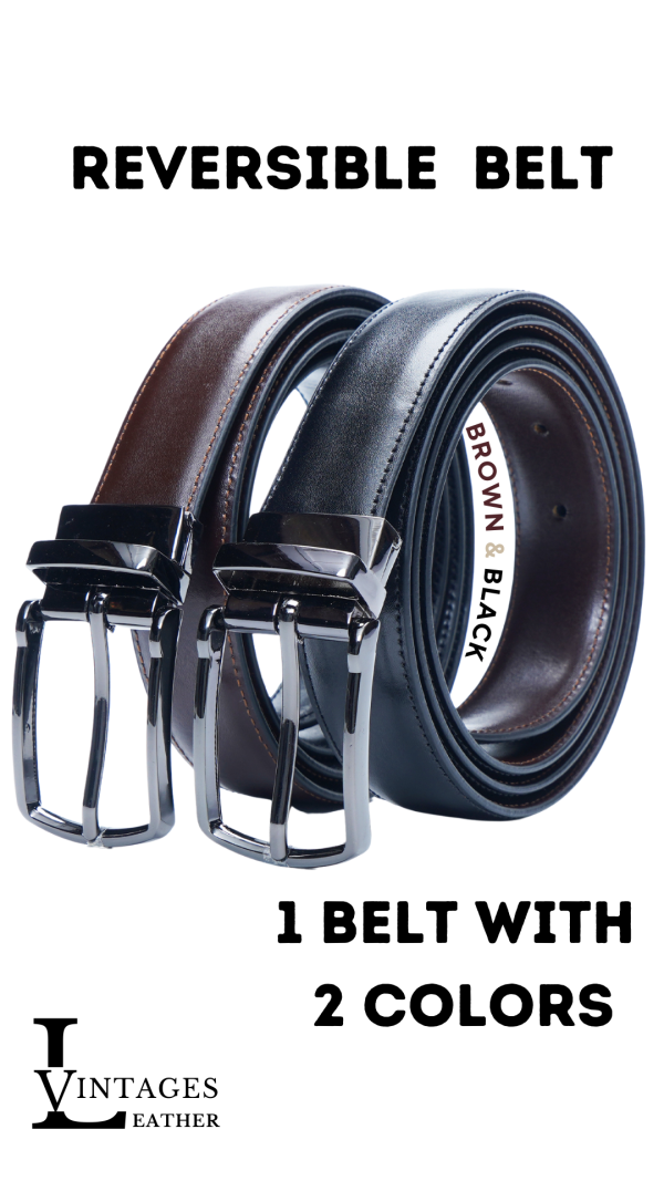 Reversible Leather Belt (Black and Brown)